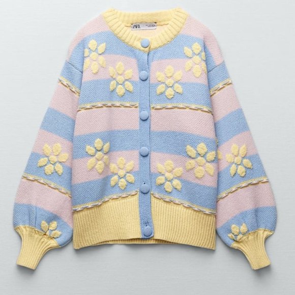 Zara Sweaters - NWOT - Zara Pastel Floral Cardigan
